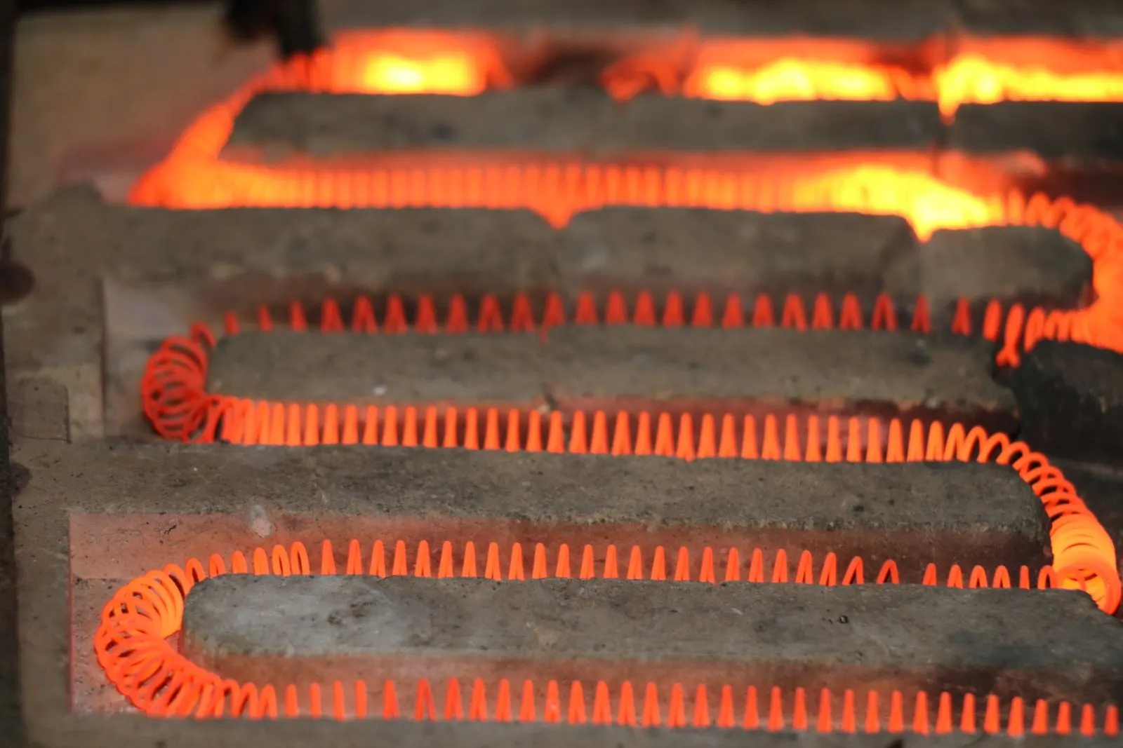 Glowing red heating element